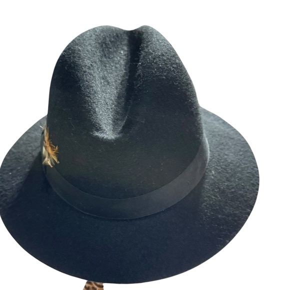 Vintage Black Fedora Hat with Feather Accent – “Created By Charm” Made in USA - Picture 7 of 12